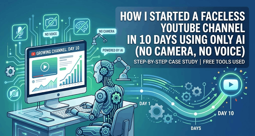 How I Started a Faceless YouTube Channel in 10 Days Using Only AI (No Camera, No Voice)