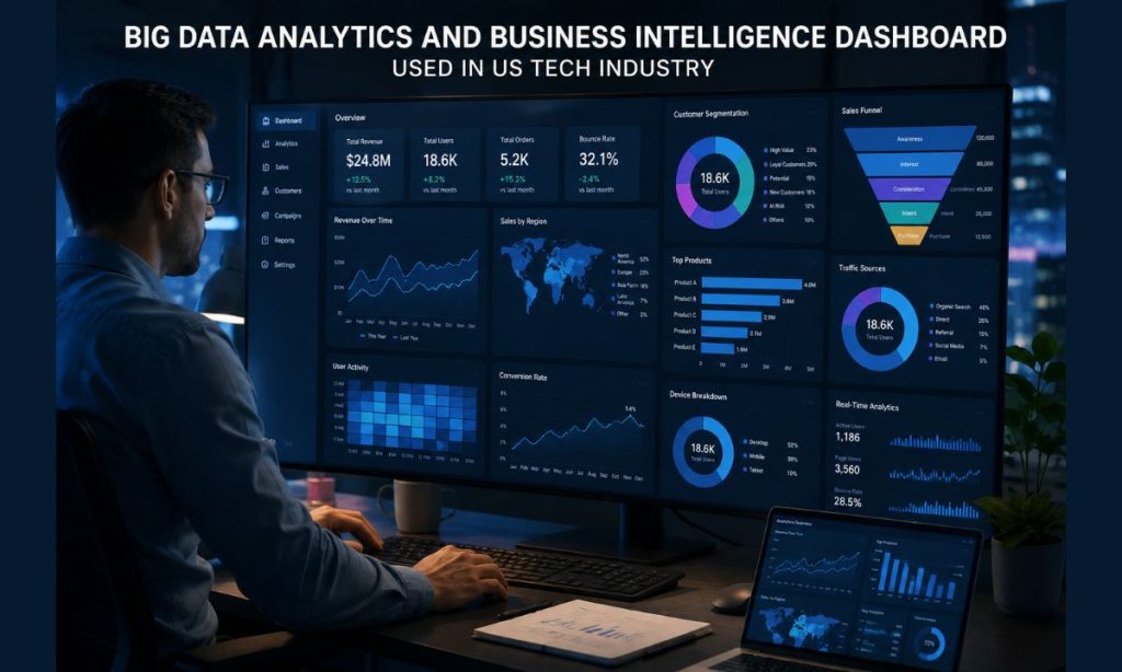 Big data analytics and business intelligence dashboard used in US tech industry